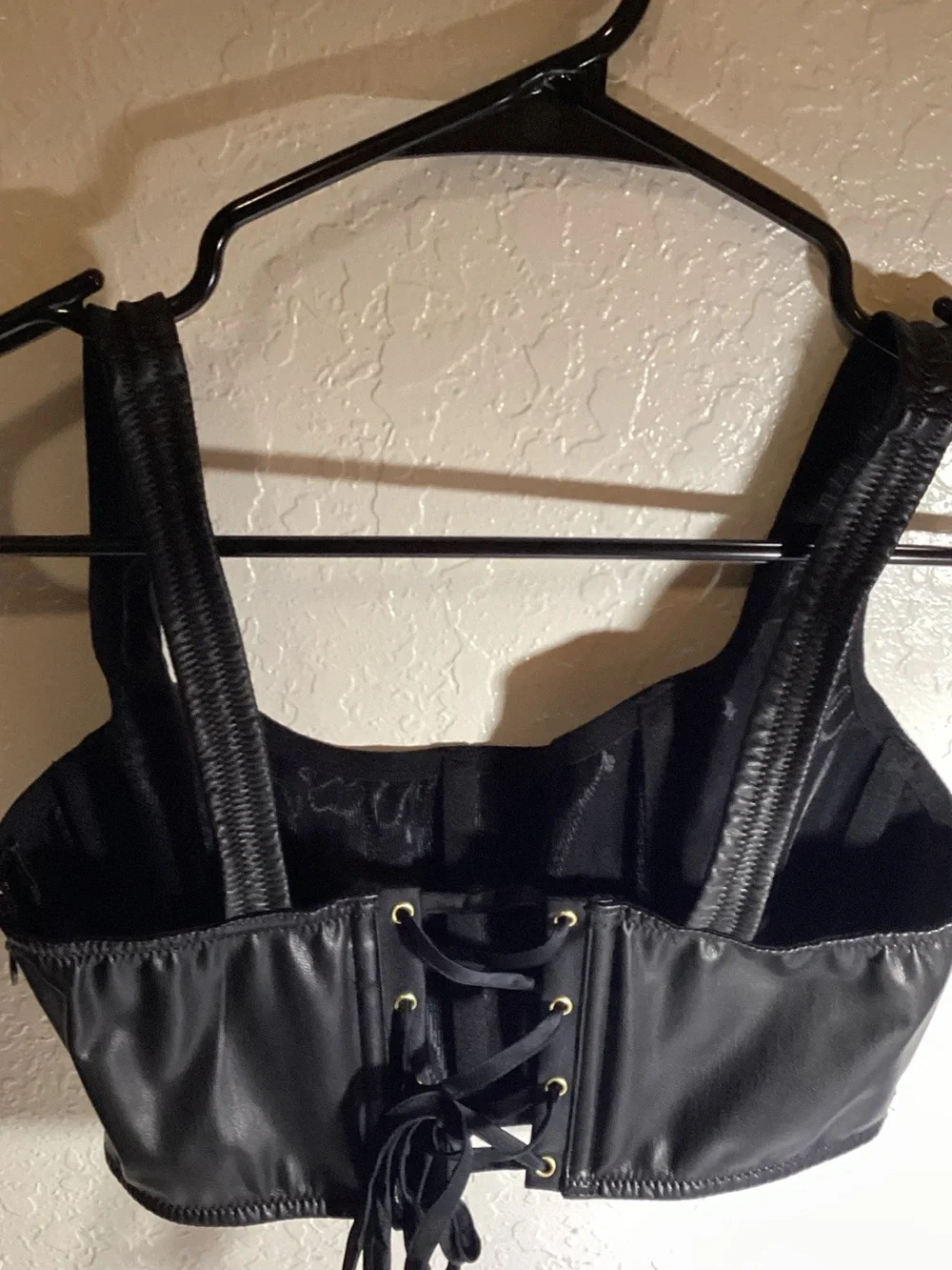 Victoria's Secret Black Satin Lace-Up Bralette